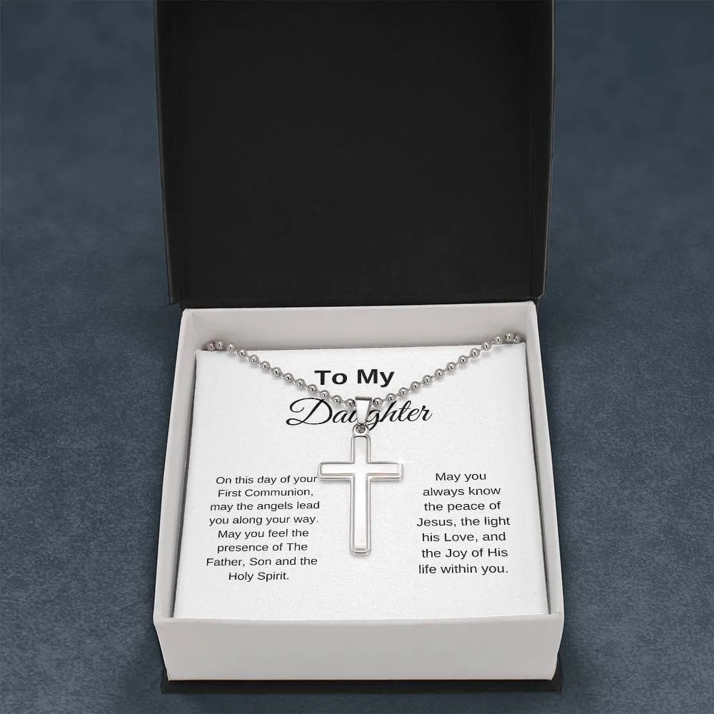 To My Daughter On Her First Communion Cross Necklace