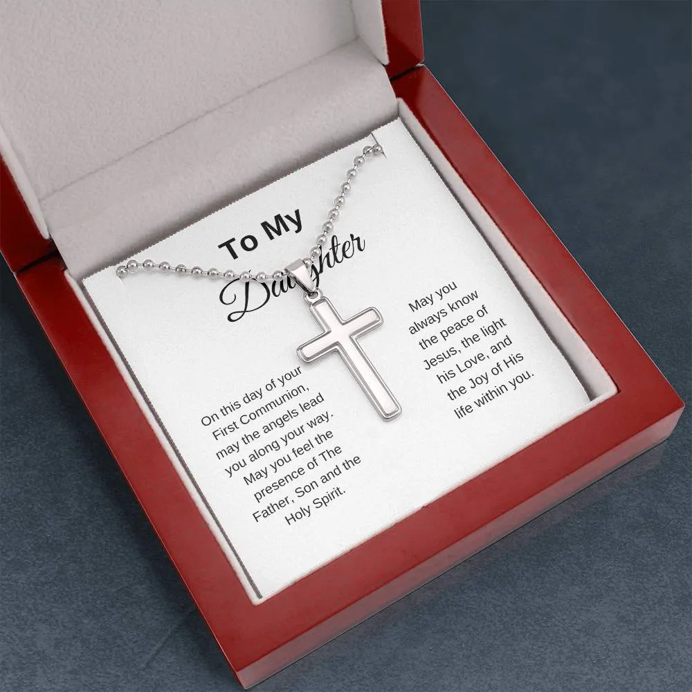 To My Daughter On Her First Communion Cross Necklace
