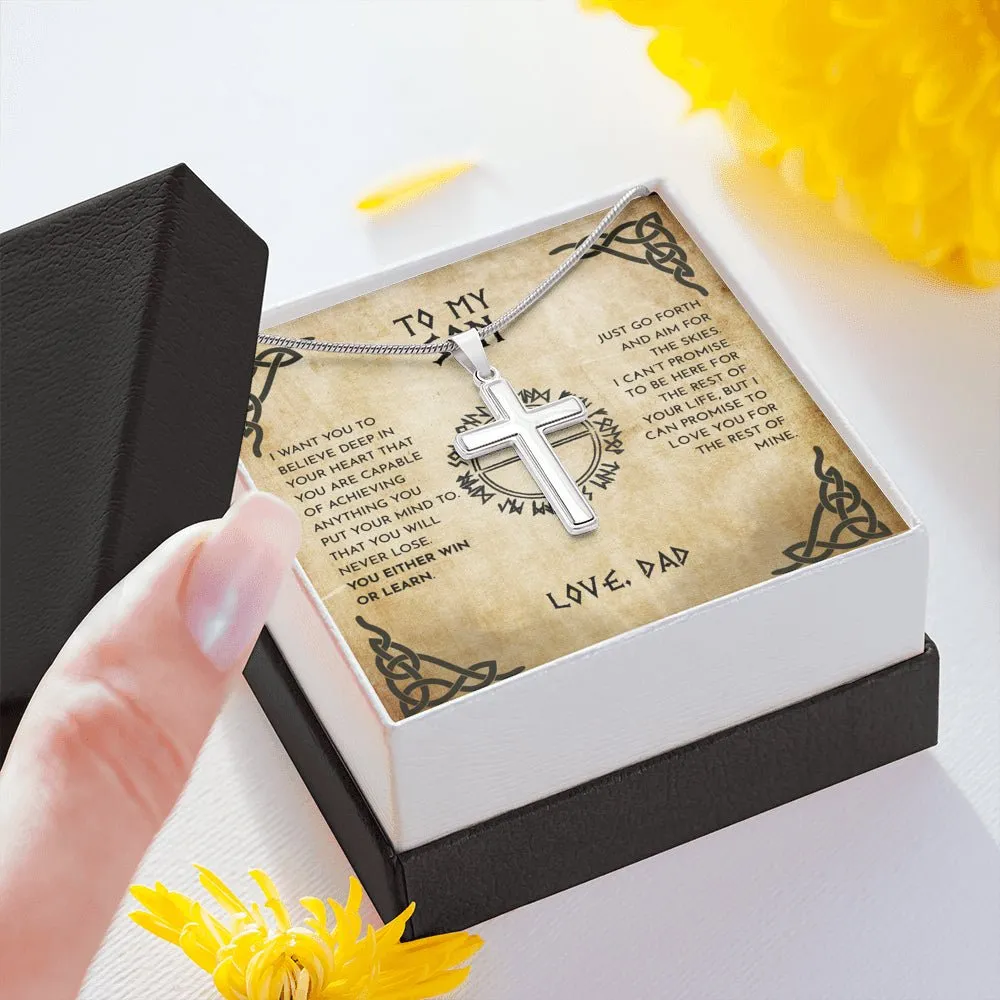 To My Son Love Dad Viking Cross Necklace