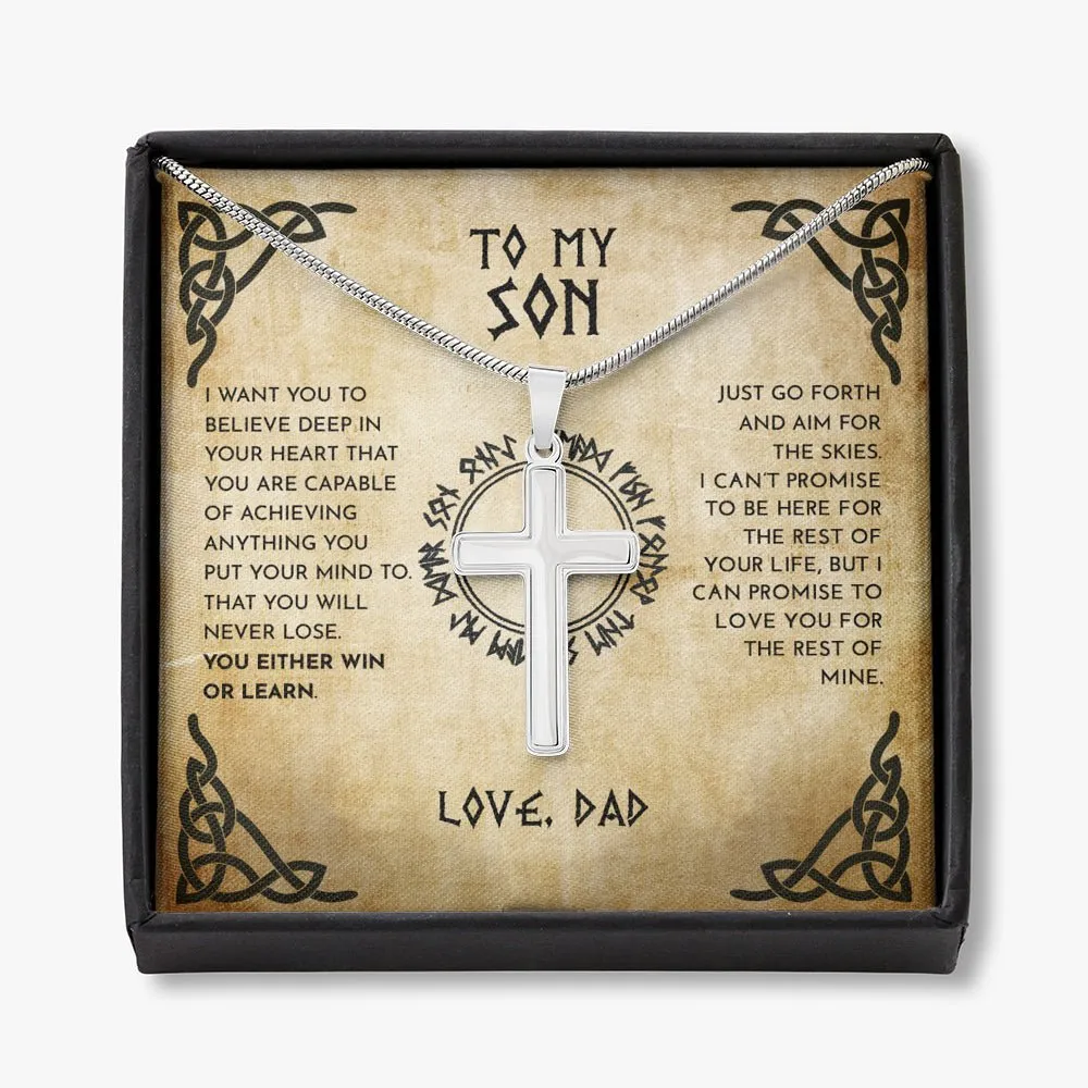 To My Son Love Dad Viking Cross Necklace
