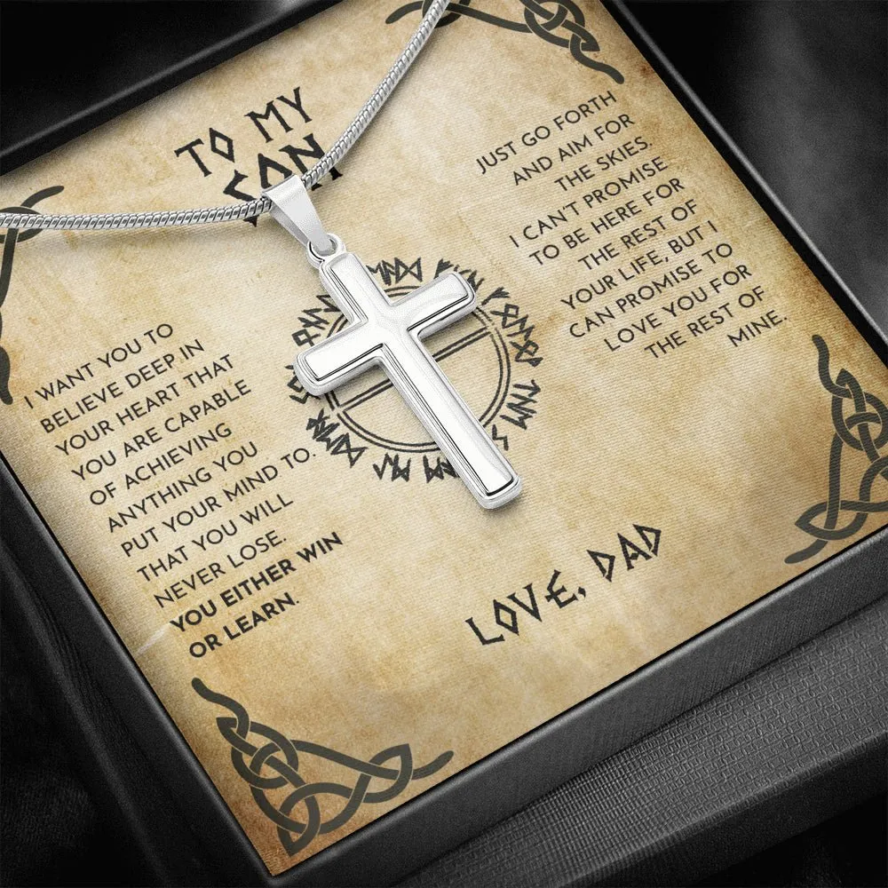 To My Son Love Dad Viking Cross Necklace