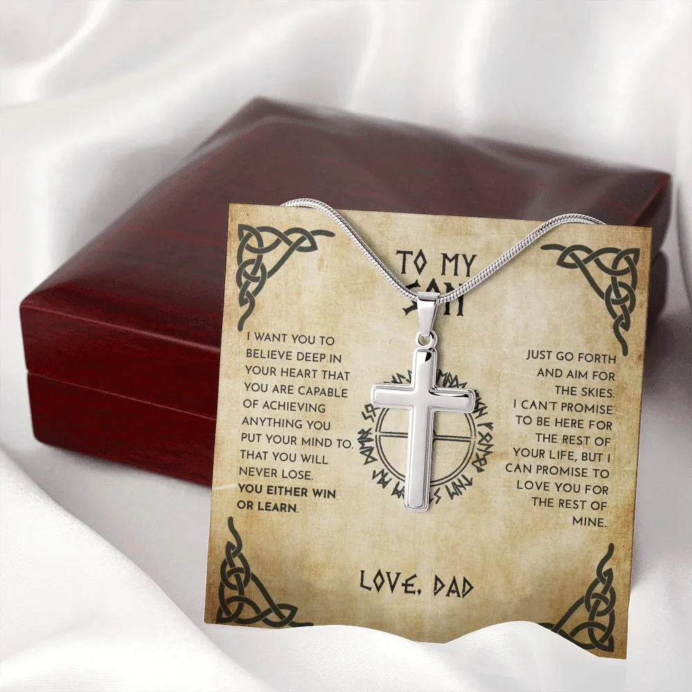 To My Son Love Dad Viking Cross Necklace