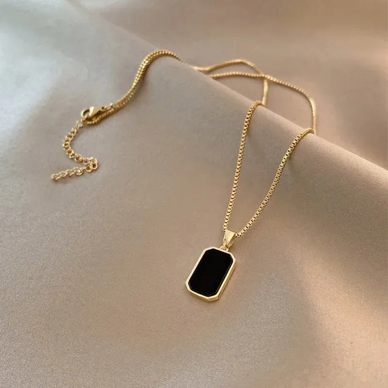 Trendy Silver Square Necklace