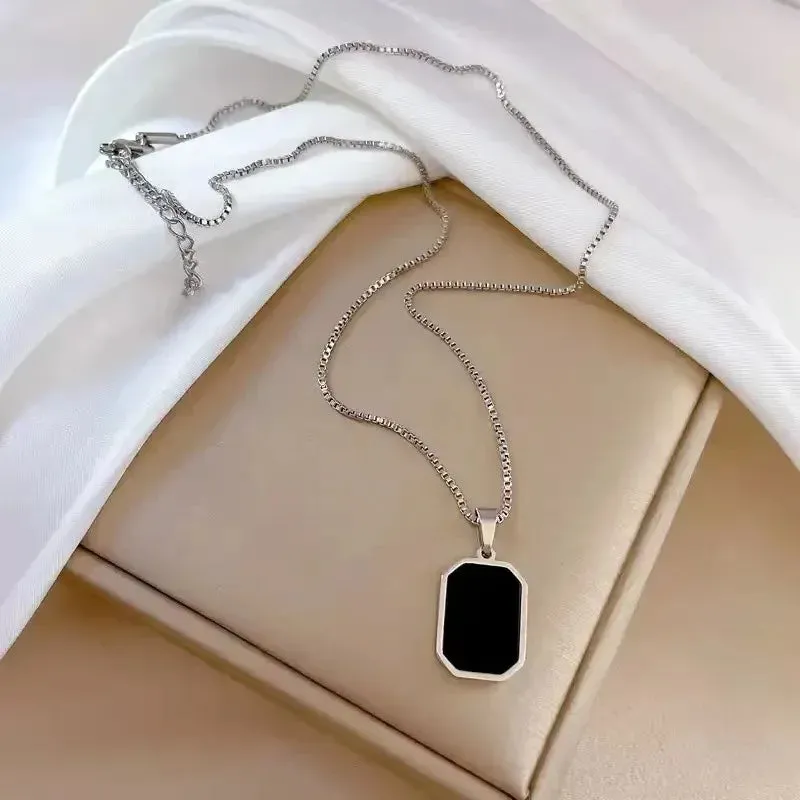 Trendy Silver Square Necklace