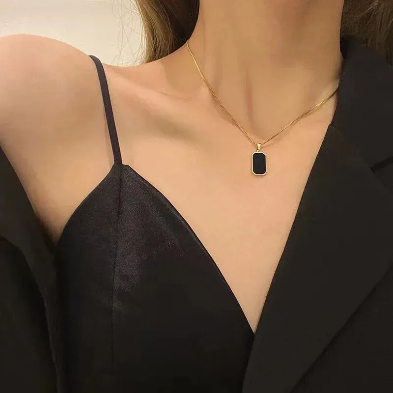 Trendy Silver Square Necklace