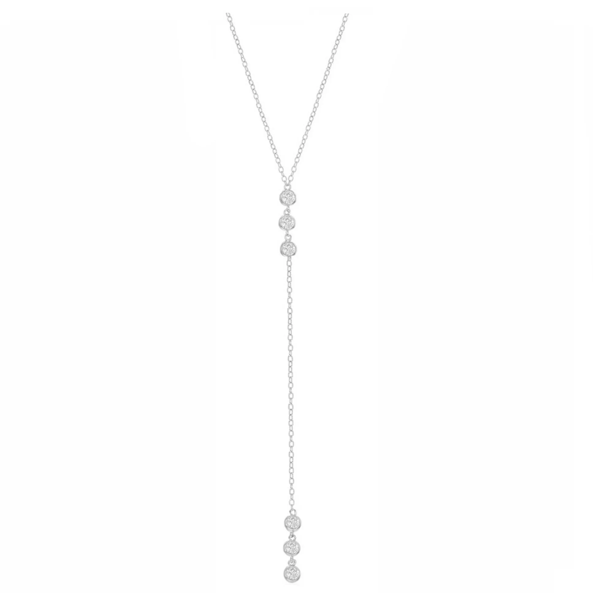 Triple Sparkle Bezel Lariat Necklace