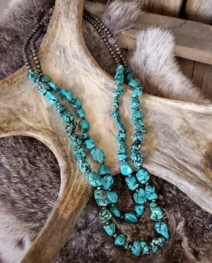 Turquoise and Navajo Bead Double Strand Necklace