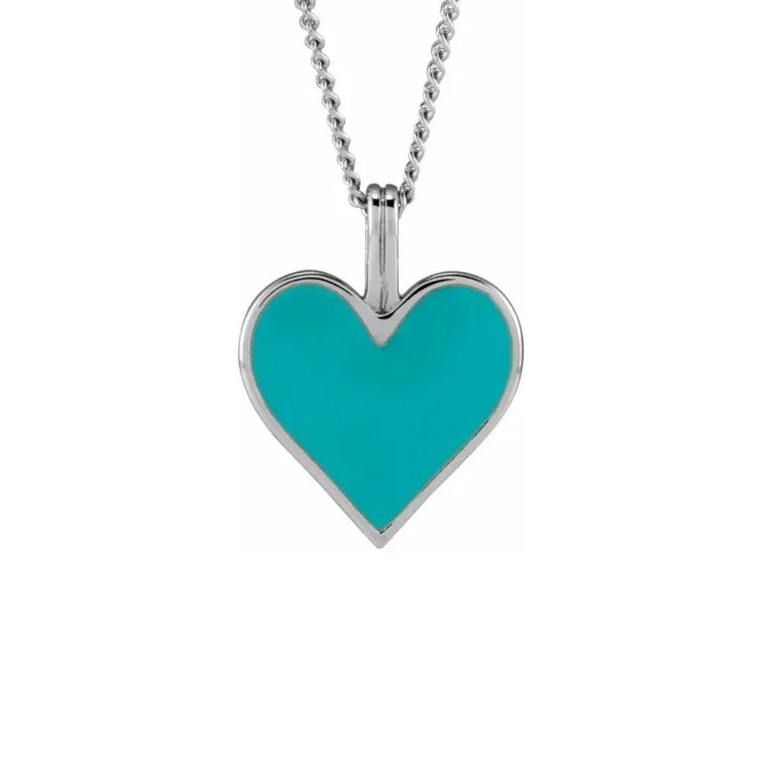 Turquoise Enamel Heart Necklace