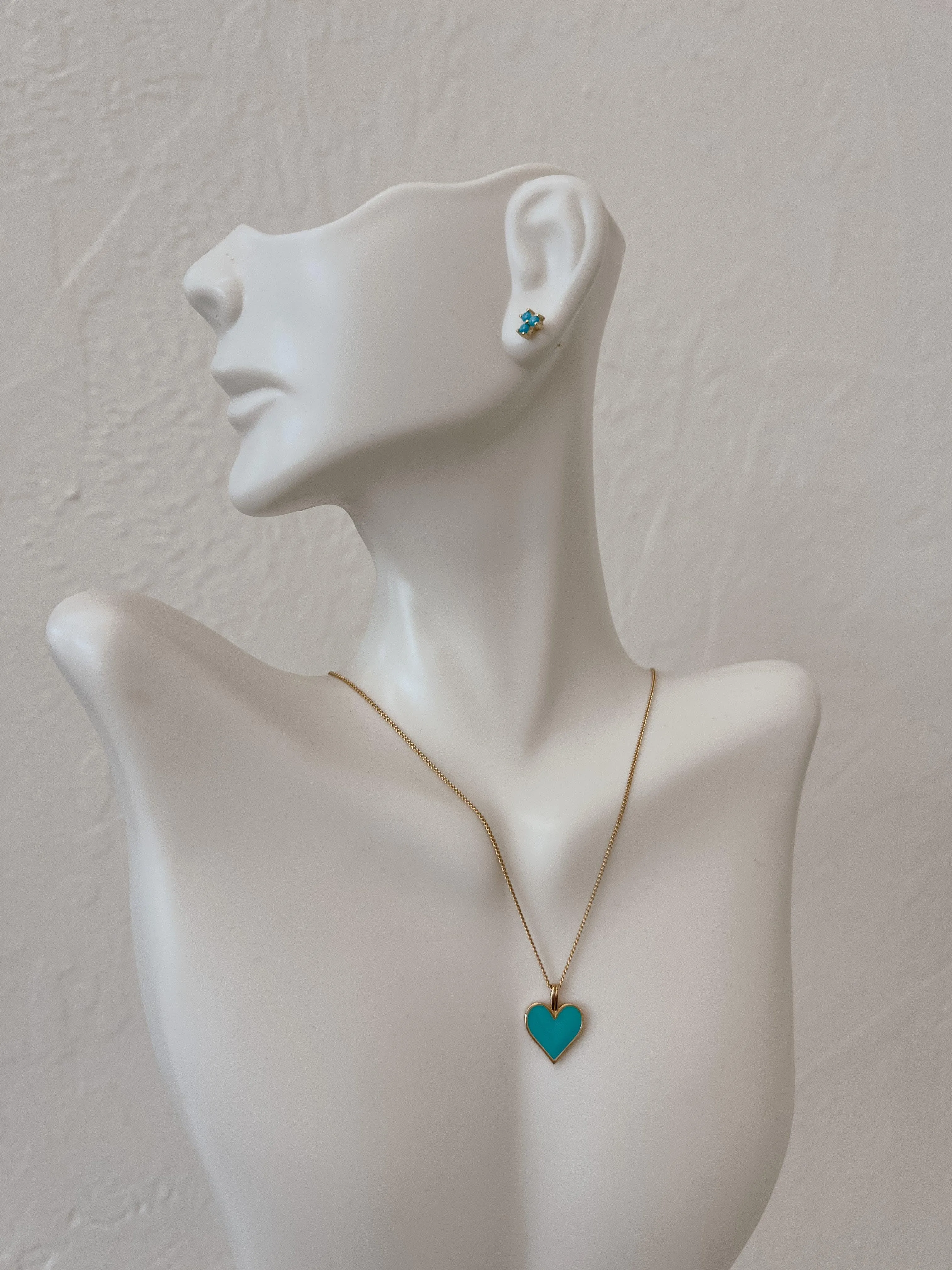 Turquoise Enamel Heart Necklace