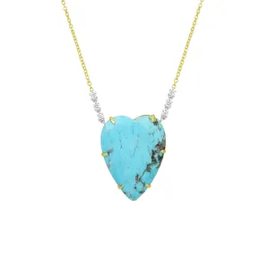 Turquoise Heart Necklace with Diamonds