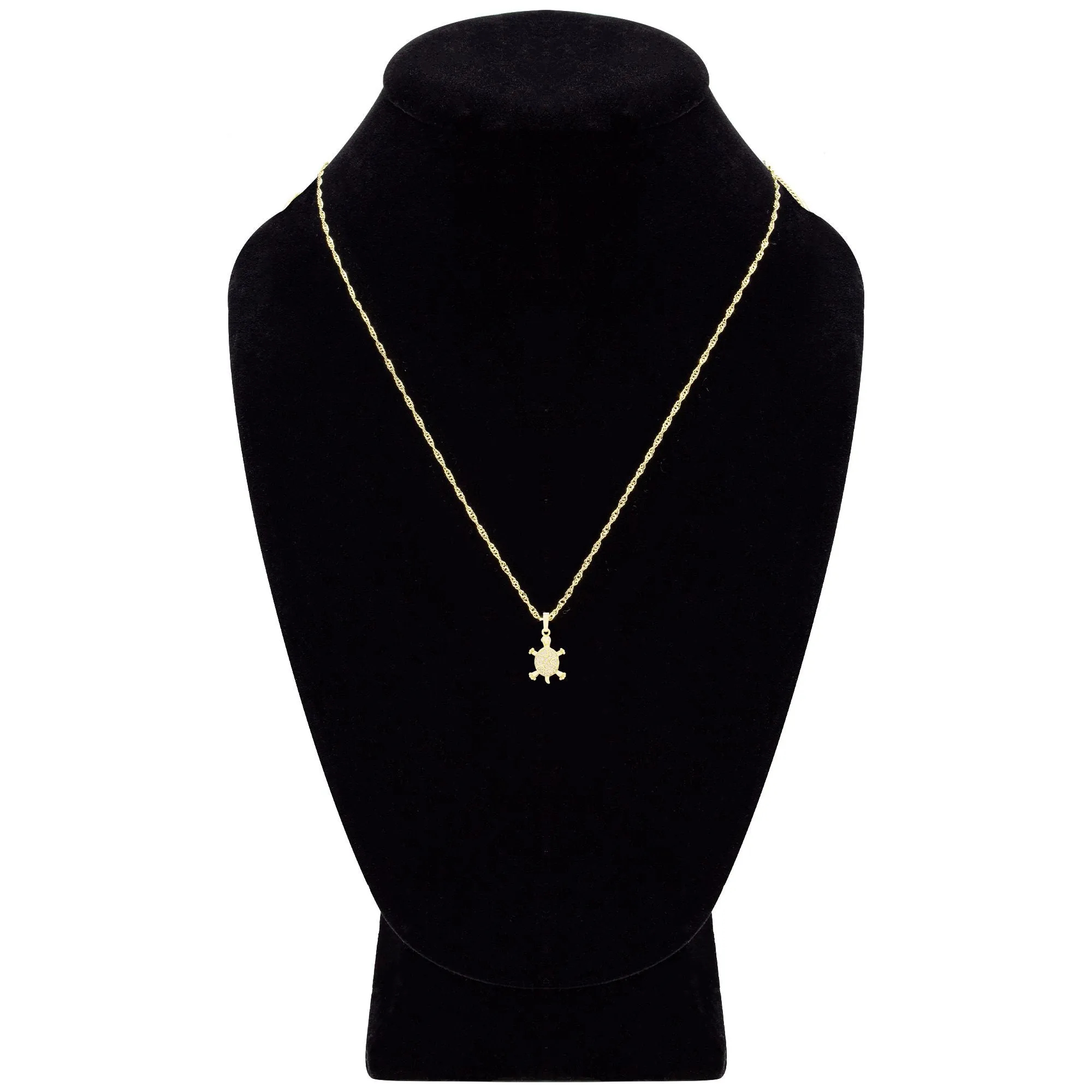 Turtle Cubic Zirconia Pendant With Necklace Set 14K Gold Filled
