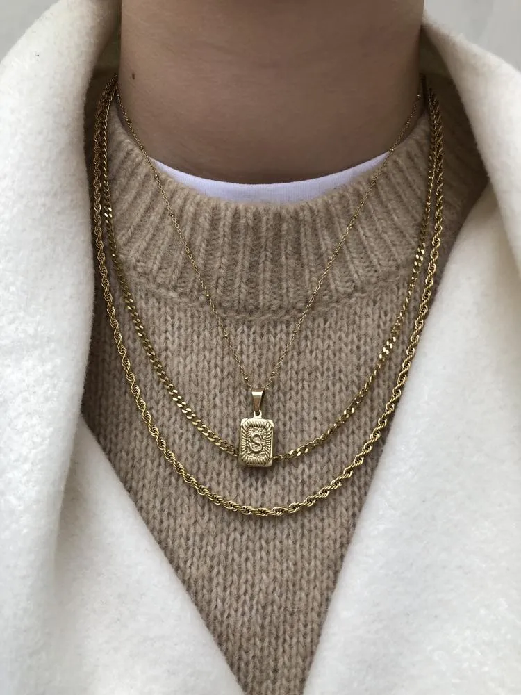 TWISTED CHAIN NECKLACE EXTRA THIN GOLD 55 CM
