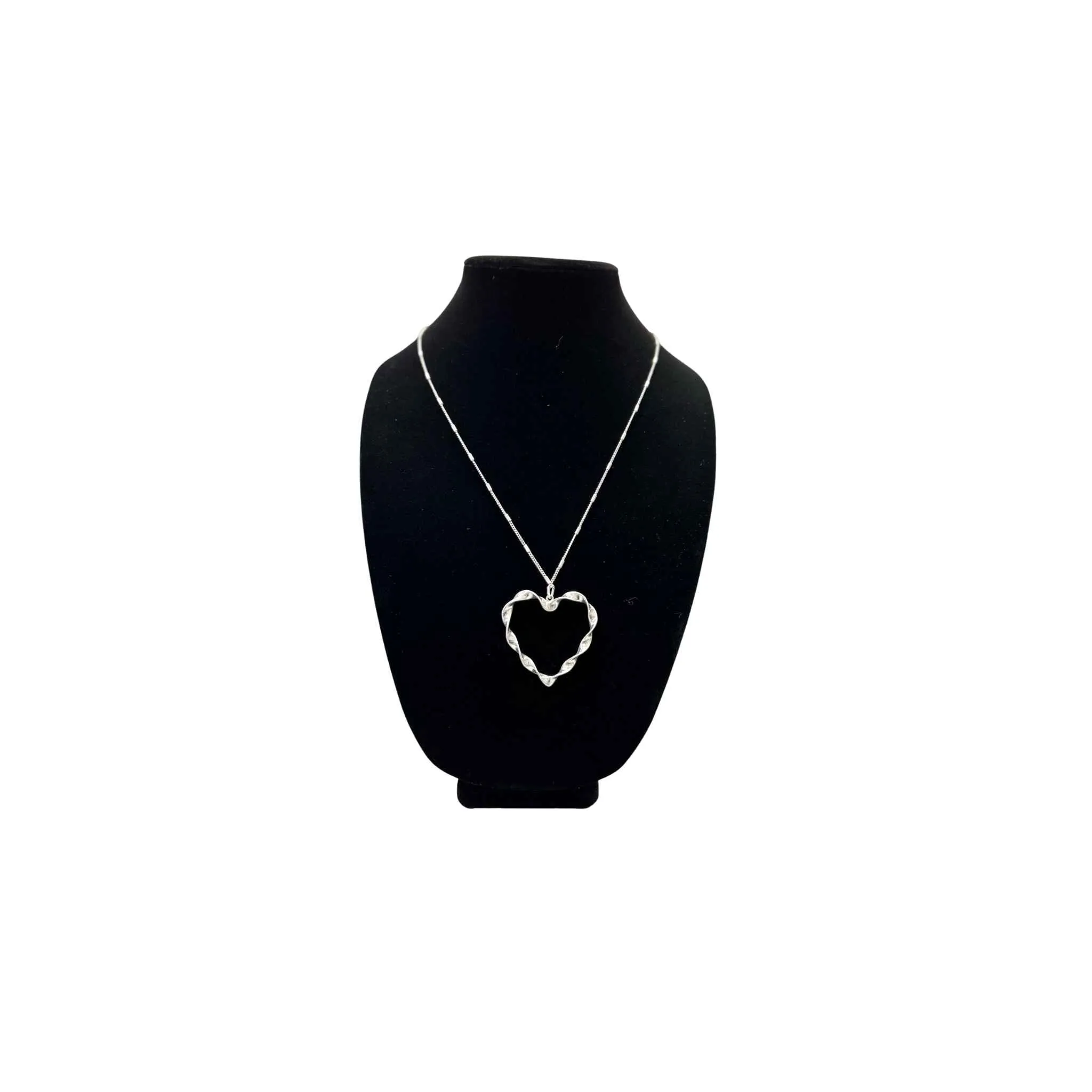 Twisted Silver Heart Pendent Necklace