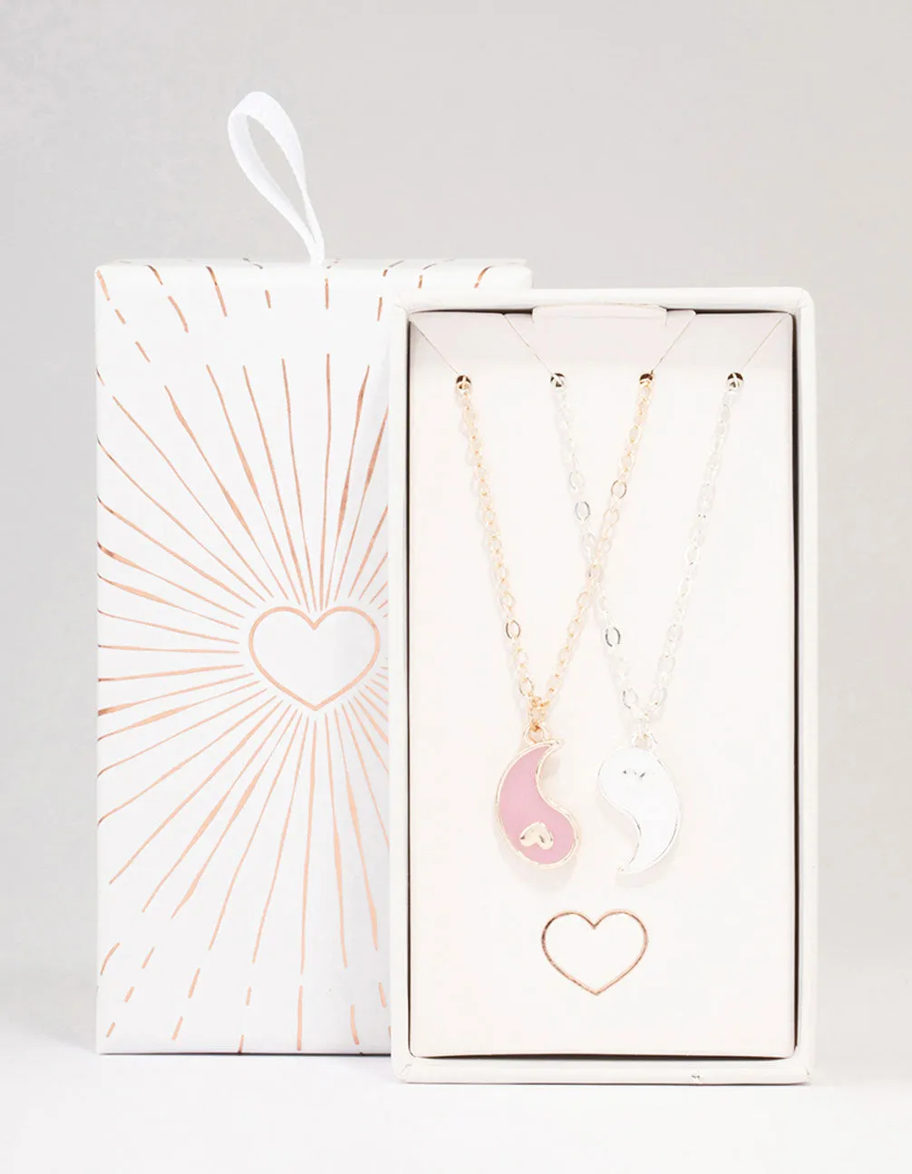 Two-Toned Heart Yin & Yang Necklace Pack