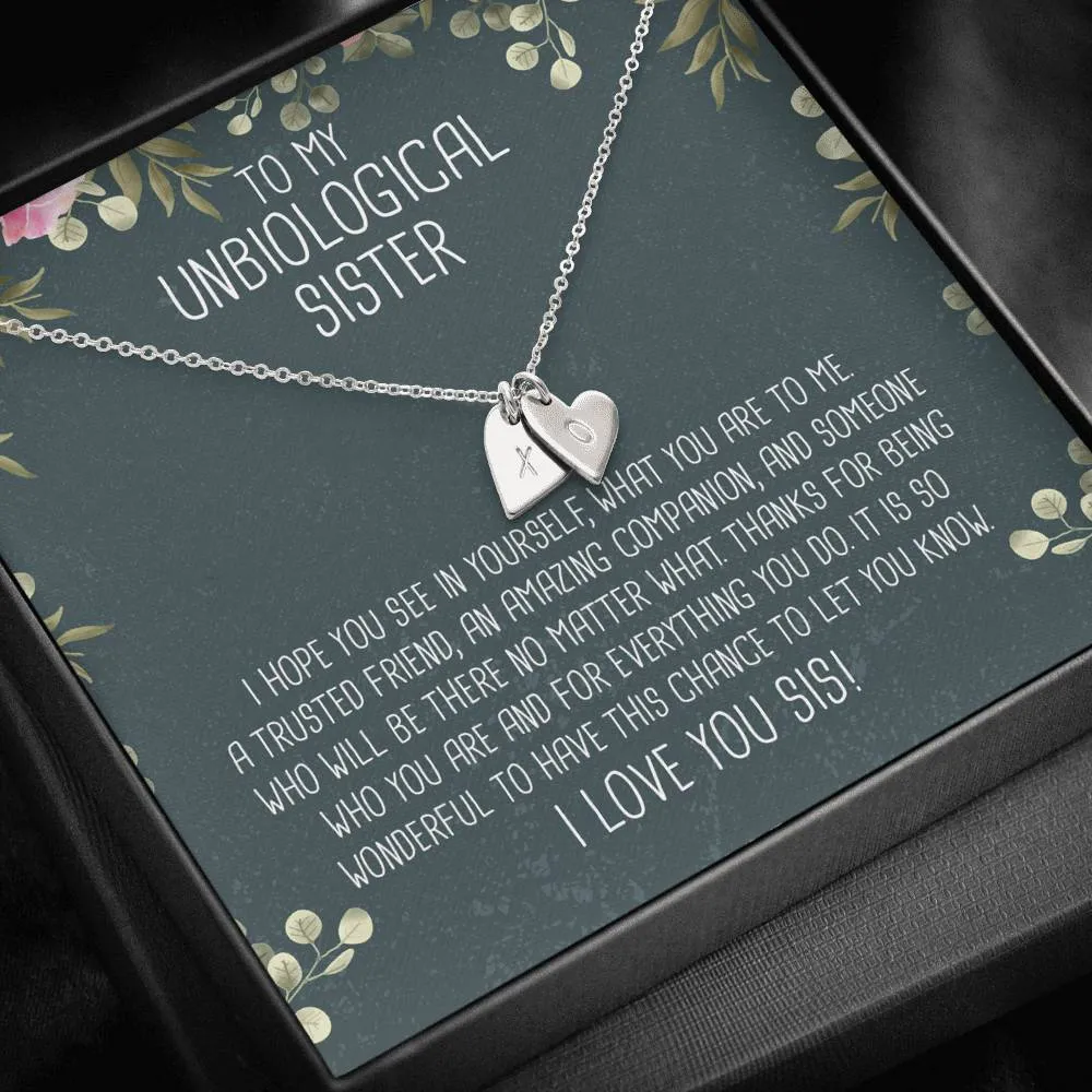 Unbiological Sister Heart Charm Necklace