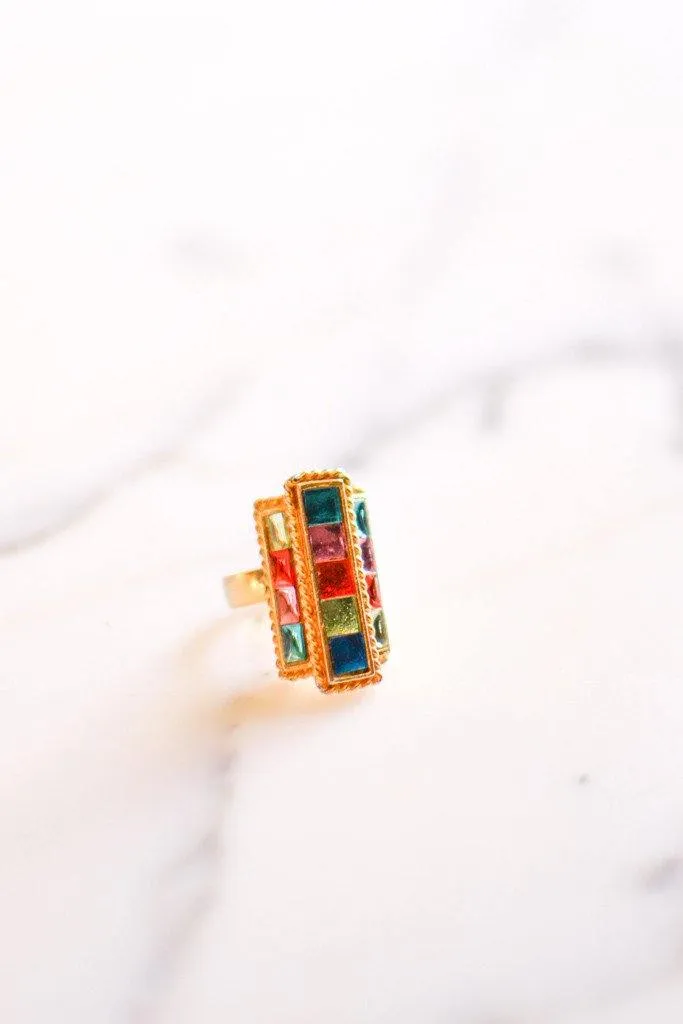 Uncas Colorful Rhinestone Statement Ring