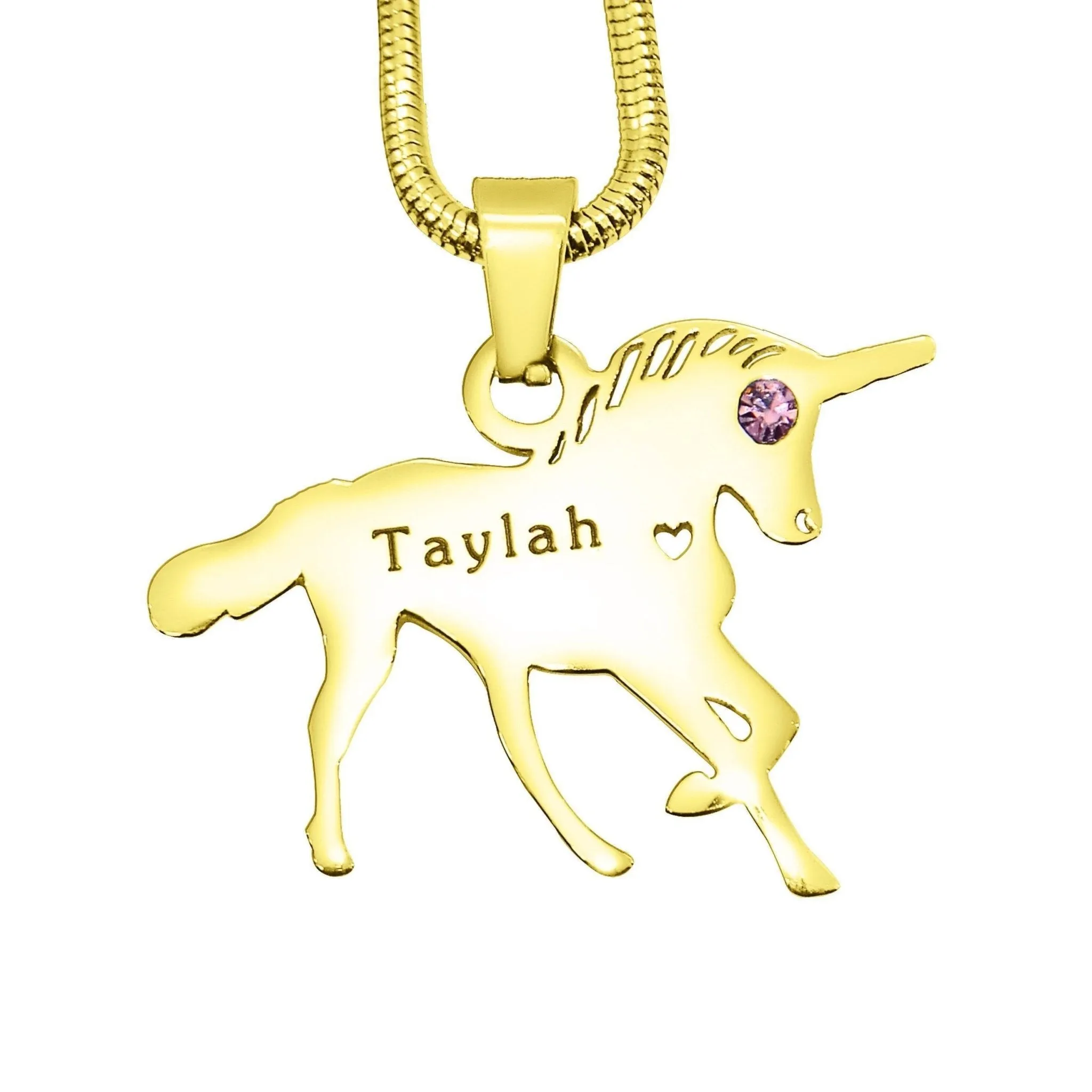 Unicorn Birthstone Name Necklace