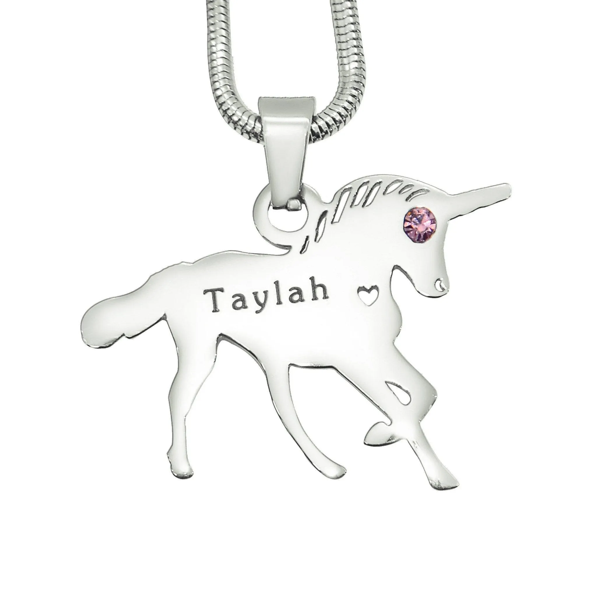 Unicorn Birthstone Name Necklace