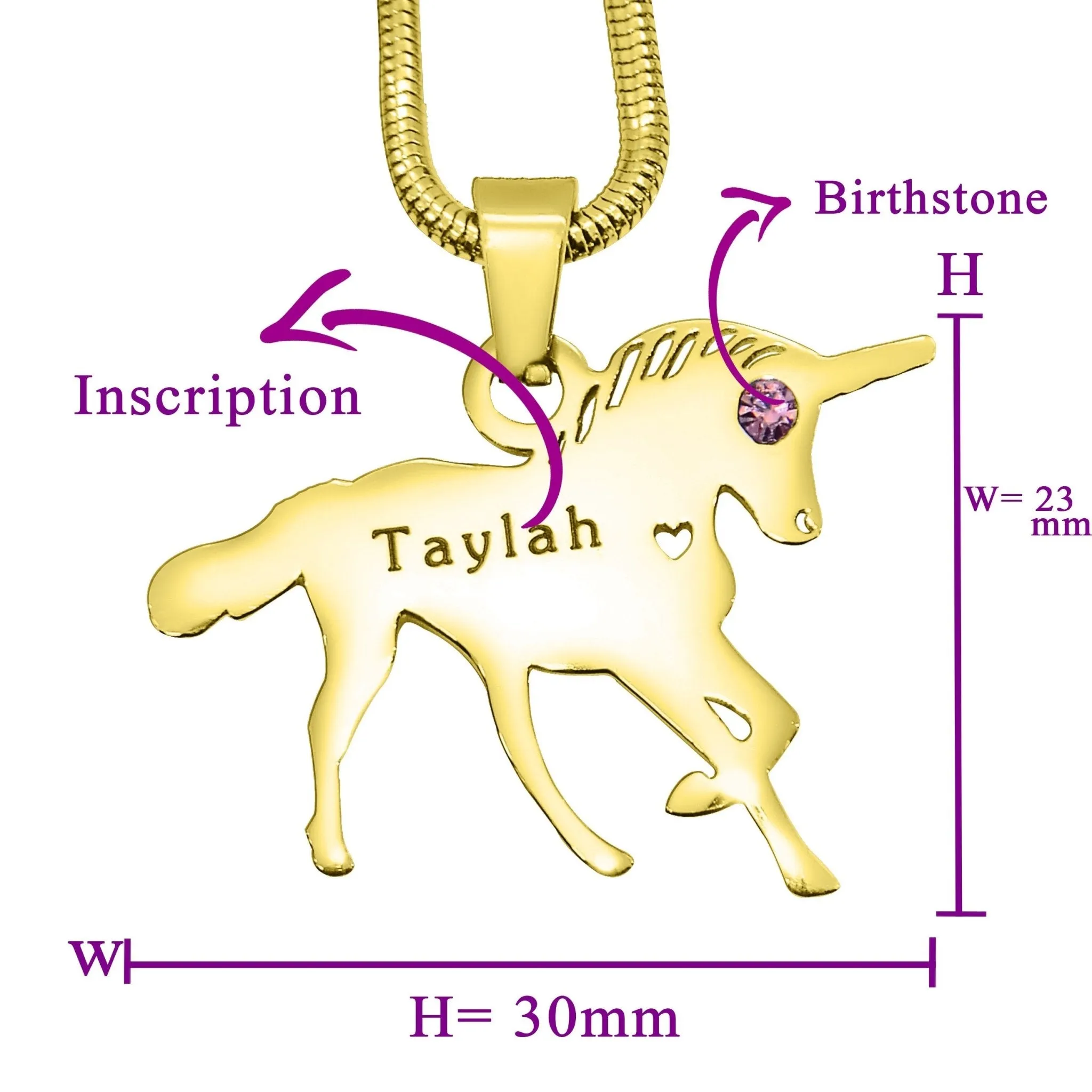 Unicorn Birthstone Name Necklace