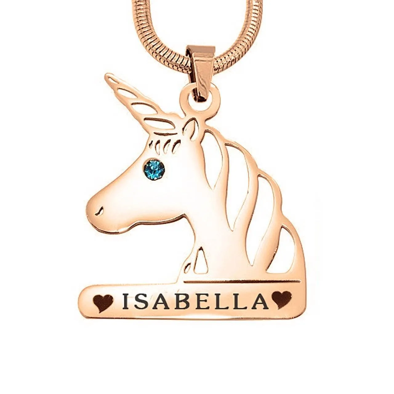 Unicorn Head Birthstone Name Necklace