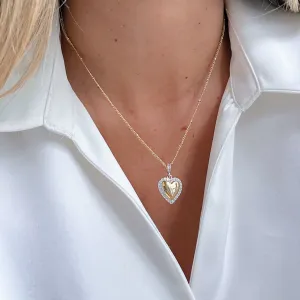Unite in Love Two Tone Cz Heart Necklace