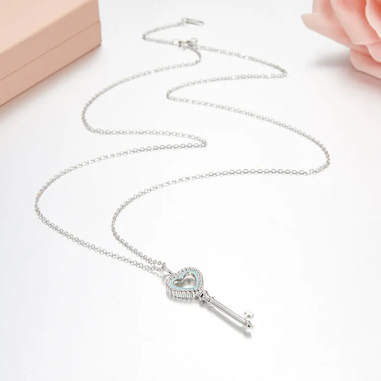 Unlock Happiness Beaded Heart Key Pendant Necklace