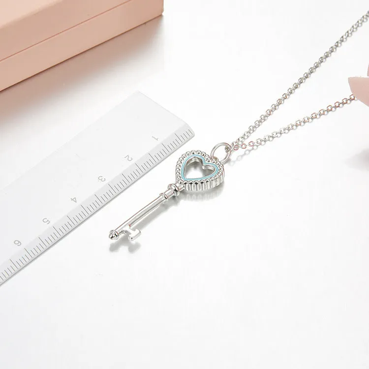 Unlock Happiness Beaded Heart Key Pendant Necklace