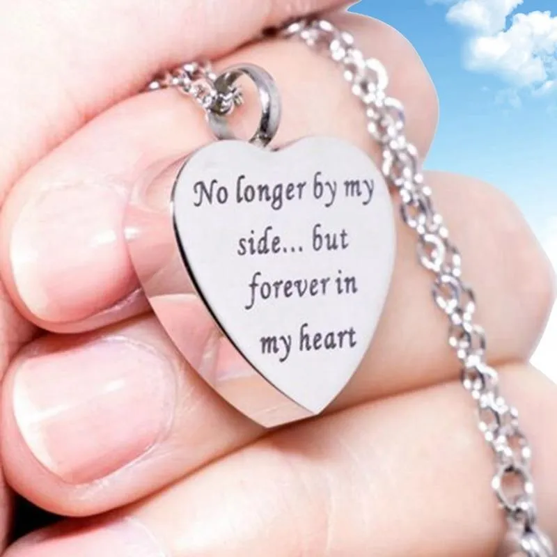 Urn Of Memories X Mystical Passion New Collection! No Longer By My Side But Forever In My Heart - Heart Shaped Necklace Cremation Pendant Ashes Urn - Memorial Jewelry