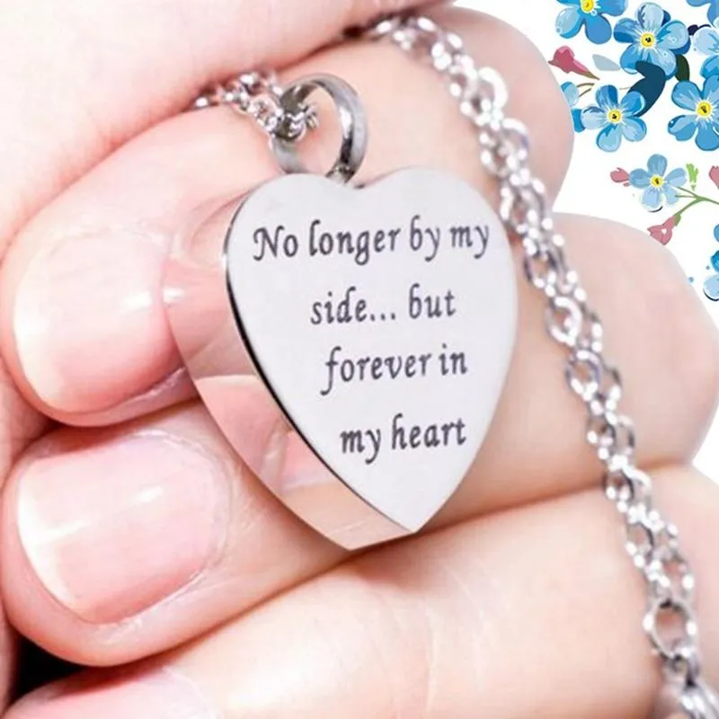 Urn Of Memories X Mystical Passion New Collection! No Longer By My Side But Forever In My Heart - Heart Shaped Necklace Cremation Pendant Ashes Urn - Memorial Jewelry