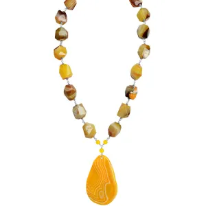 Vibrant Sunshine Yellow Agate Sterling Silver Statement Necklace