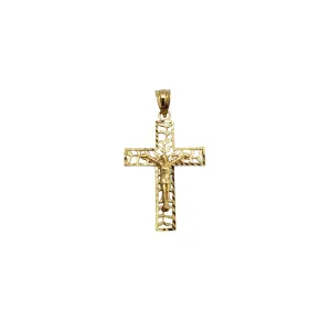 Vine Motif Crucifix Pendant (14K)