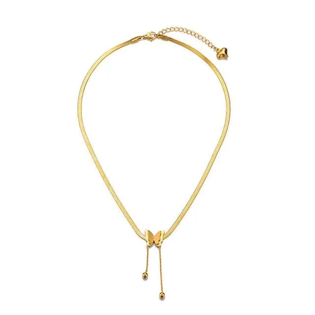 Vintage Butterfly Chain Necklace Gold Women Aesthetic jewelry