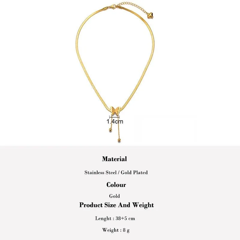 Vintage Butterfly Chain Necklace Gold Women Aesthetic jewelry