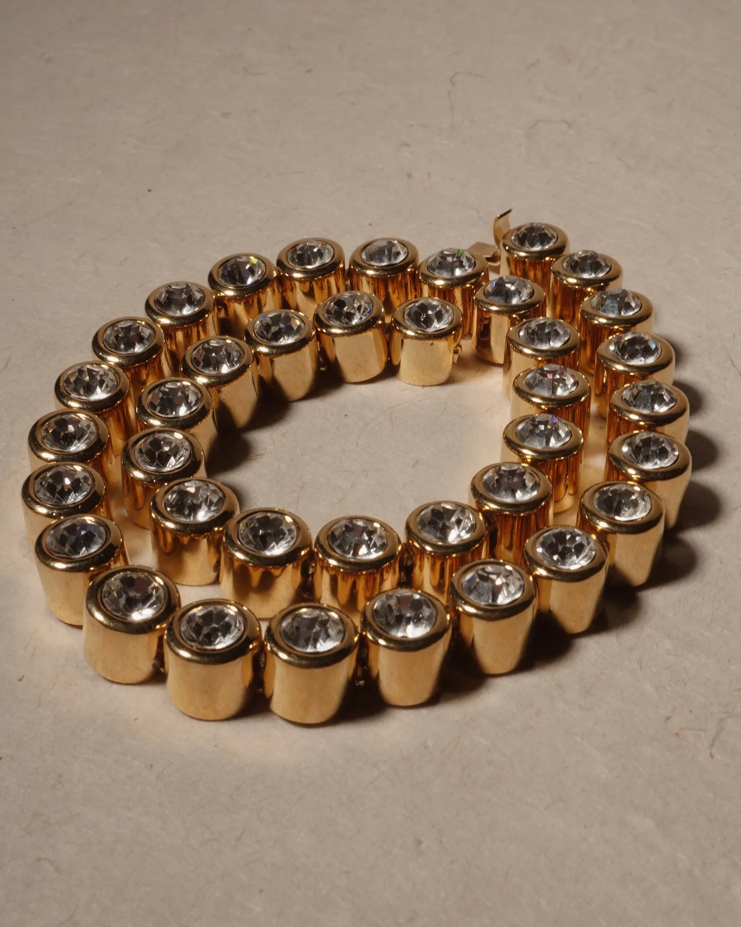 Vintage Chunky Bezeled Tennis Necklace