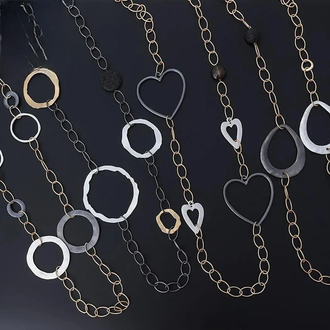 Vintage Cross Iron Chains Around the Neck Long Alloy Collares Necklace for Women