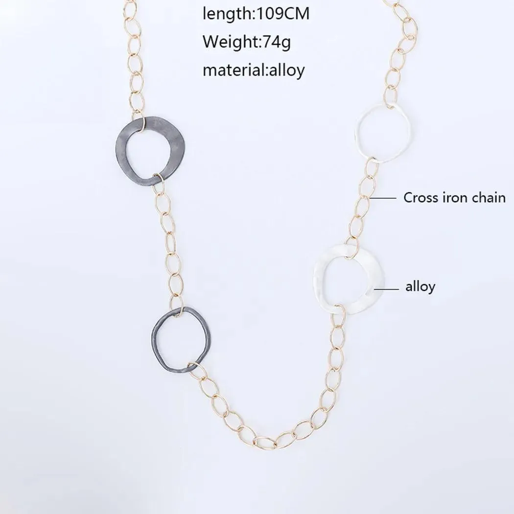 Vintage Cross Iron Chains Around the Neck Long Alloy Collares Necklace for Women