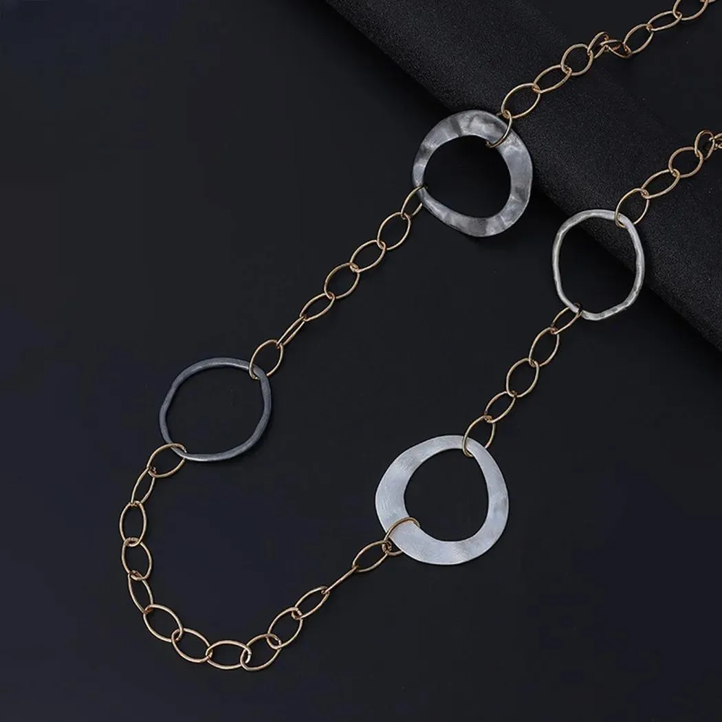 Vintage Cross Iron Chains Around the Neck Long Alloy Collares Necklace for Women