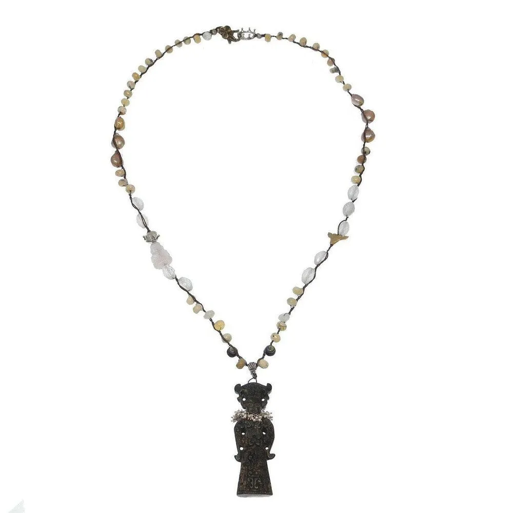 Vintage Jade Goddess Necklace