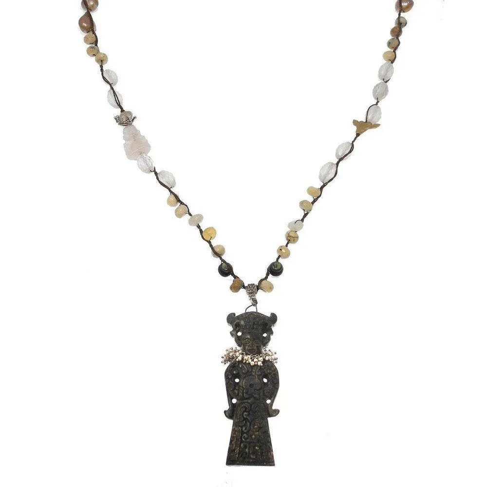 Vintage Jade Goddess Necklace