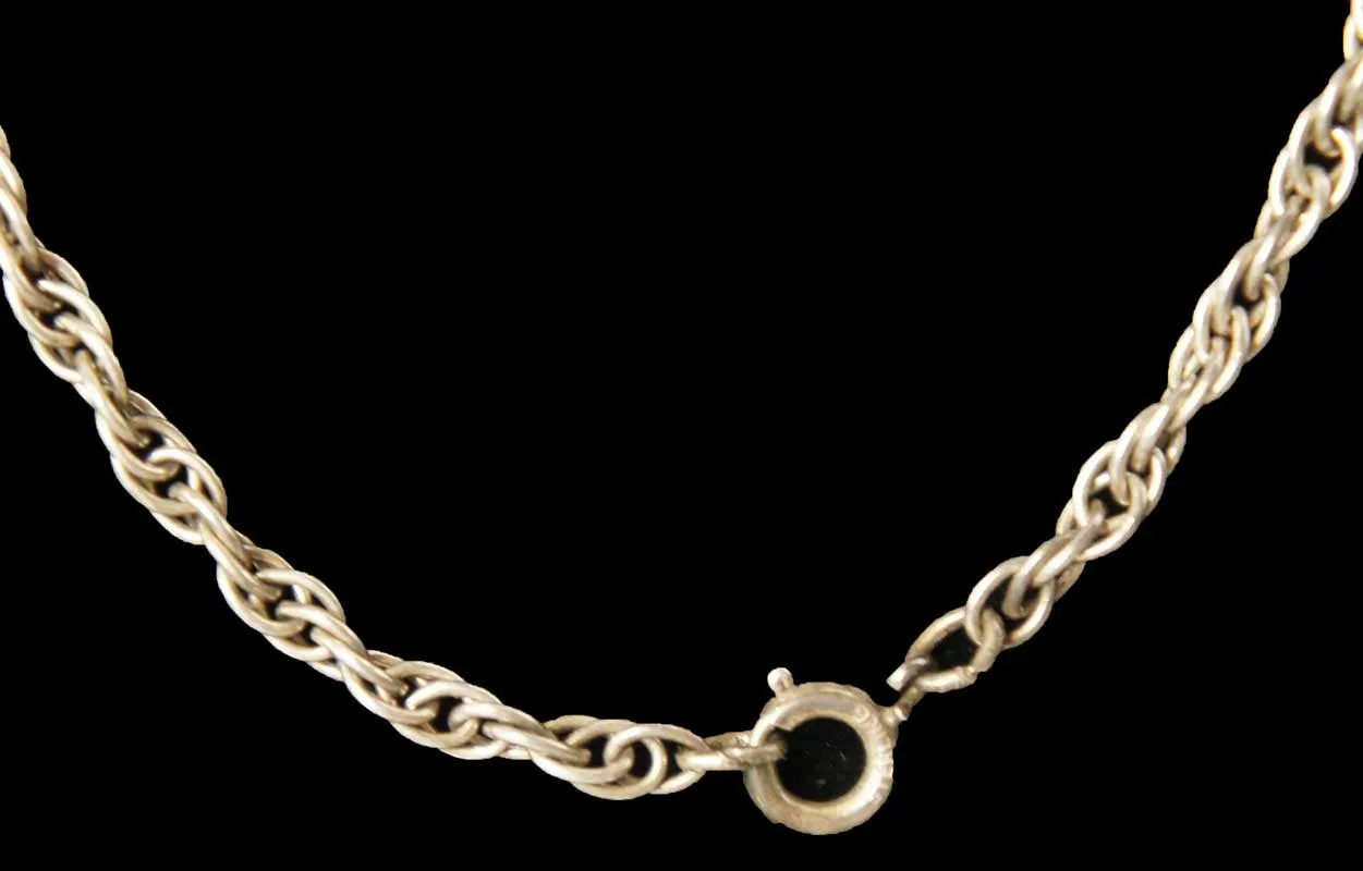 Vintage Long Sterling Silver Rope Twist Chain Necklace