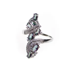 Vintage Mystic Topaz Statement Ring, Silver Tone