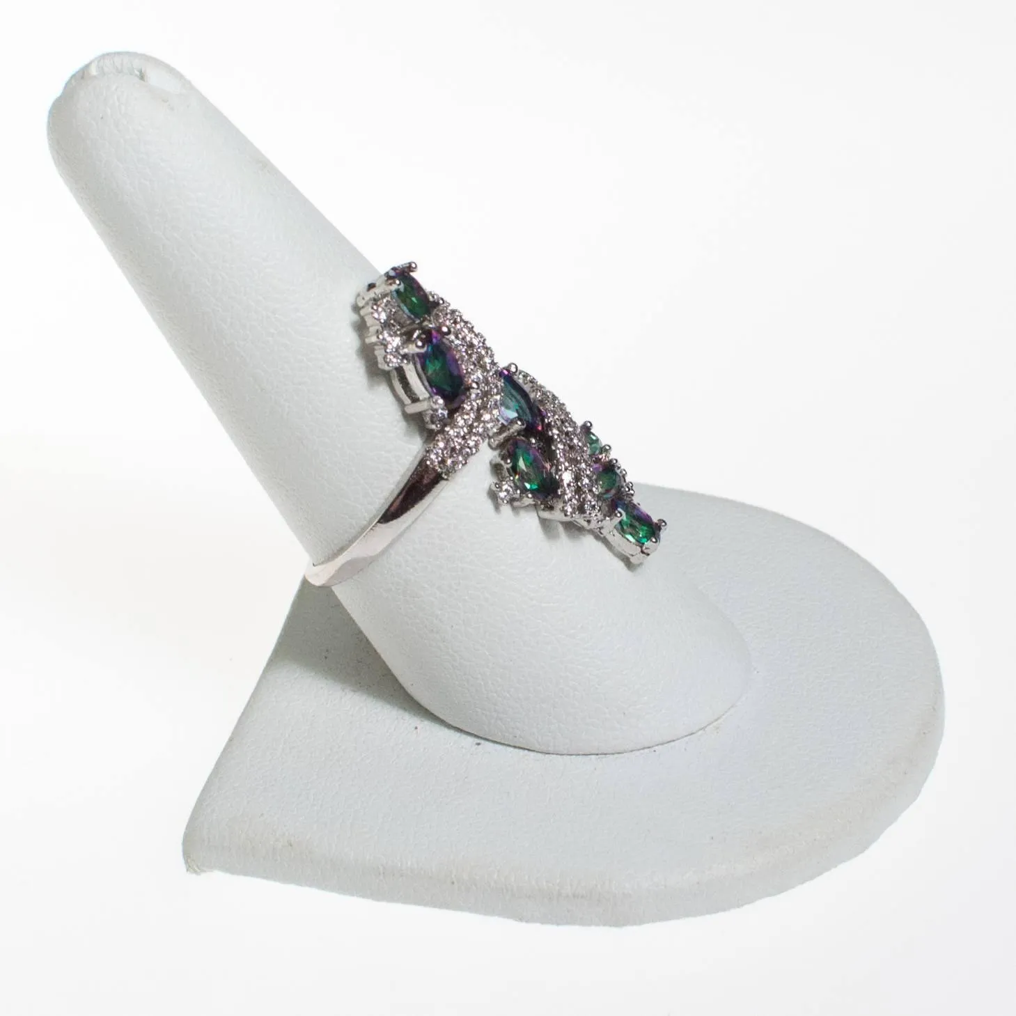 Vintage Mystic Topaz Statement Ring, Silver Tone