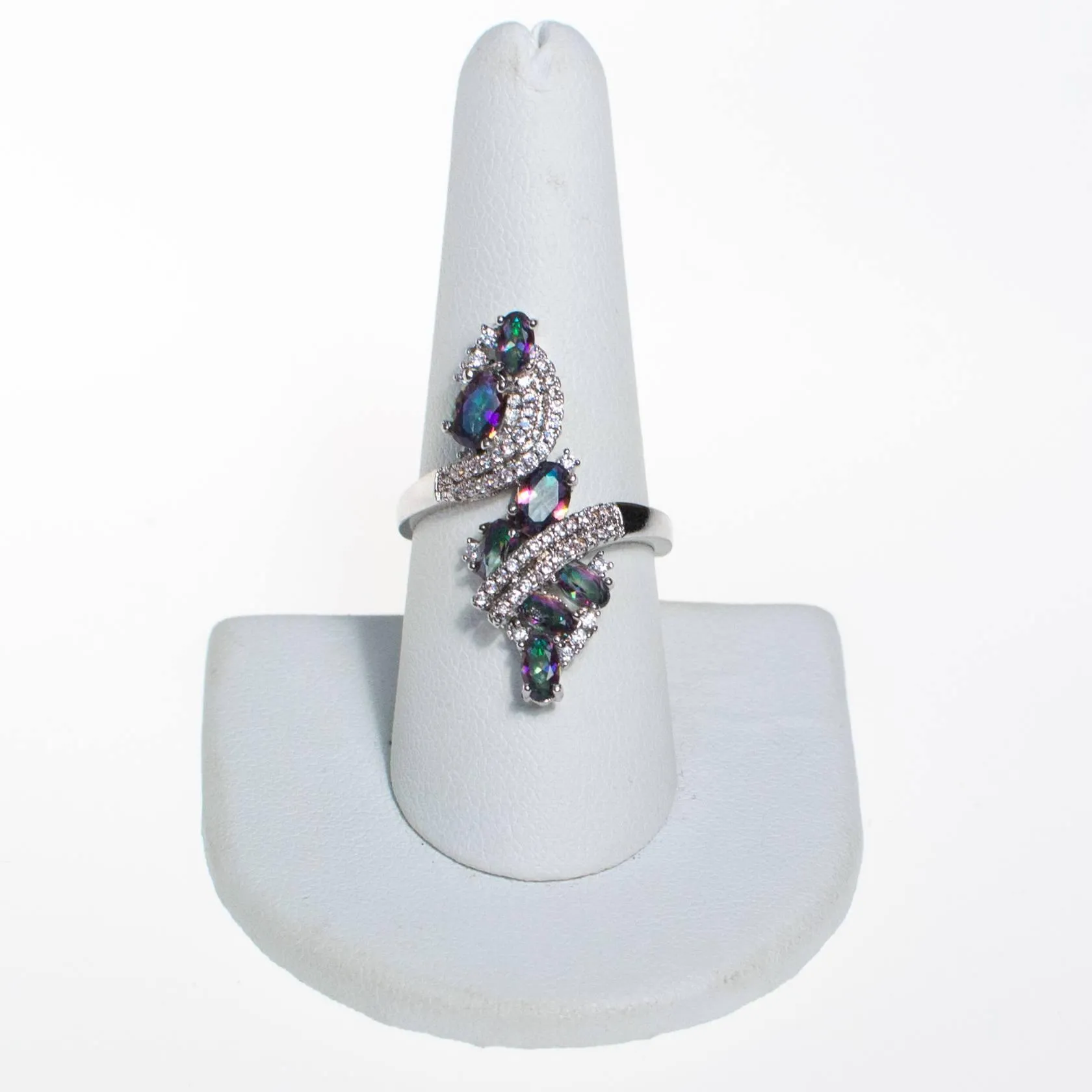 Vintage Mystic Topaz Statement Ring, Silver Tone