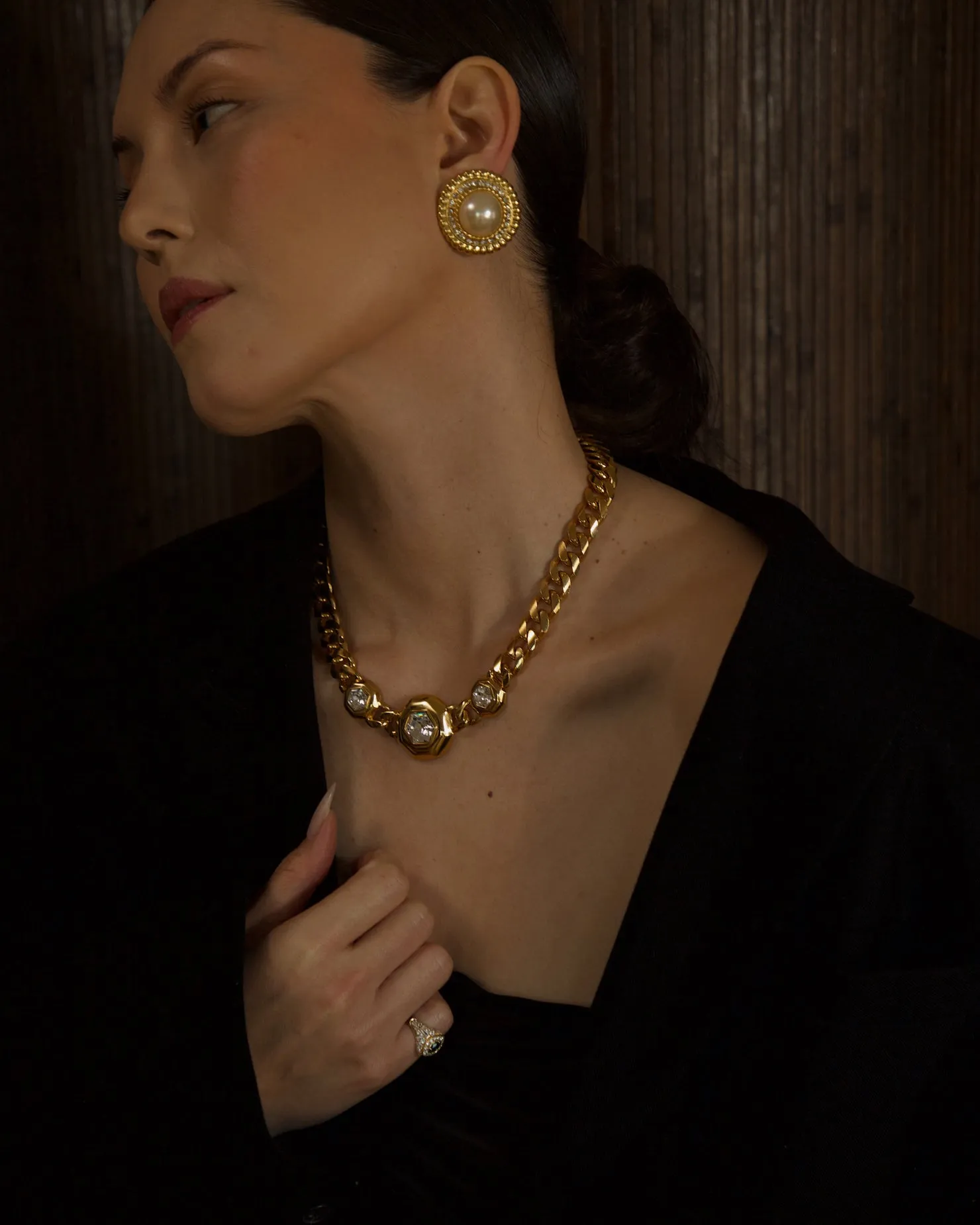Vintage Rhinestone Chain Necklace