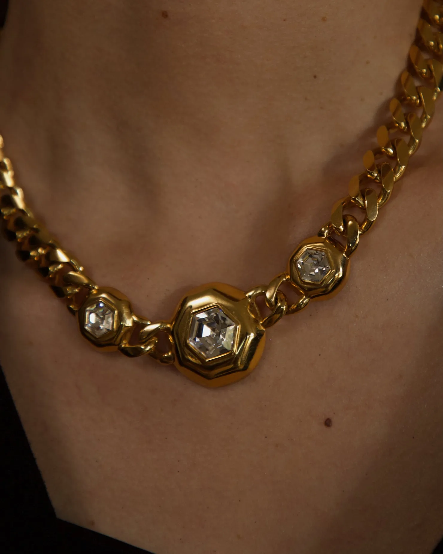Vintage Rhinestone Chain Necklace