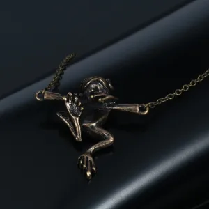 Vintage Silver Baby Frog Necklace Unique Pendants Women Girls Jewelry