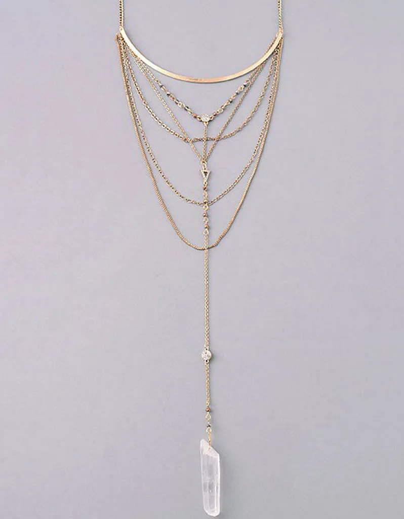 Vintage Snoot Lavish Layered Stone Necklace in Antique Gold