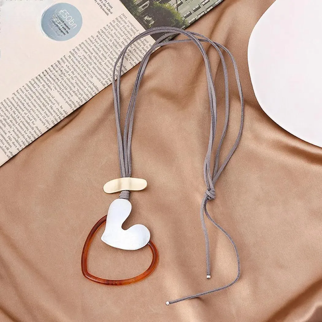 Vintage Sweet Love Heart Pendants Kpop Necklace Goth Suspension Jewelry for Women