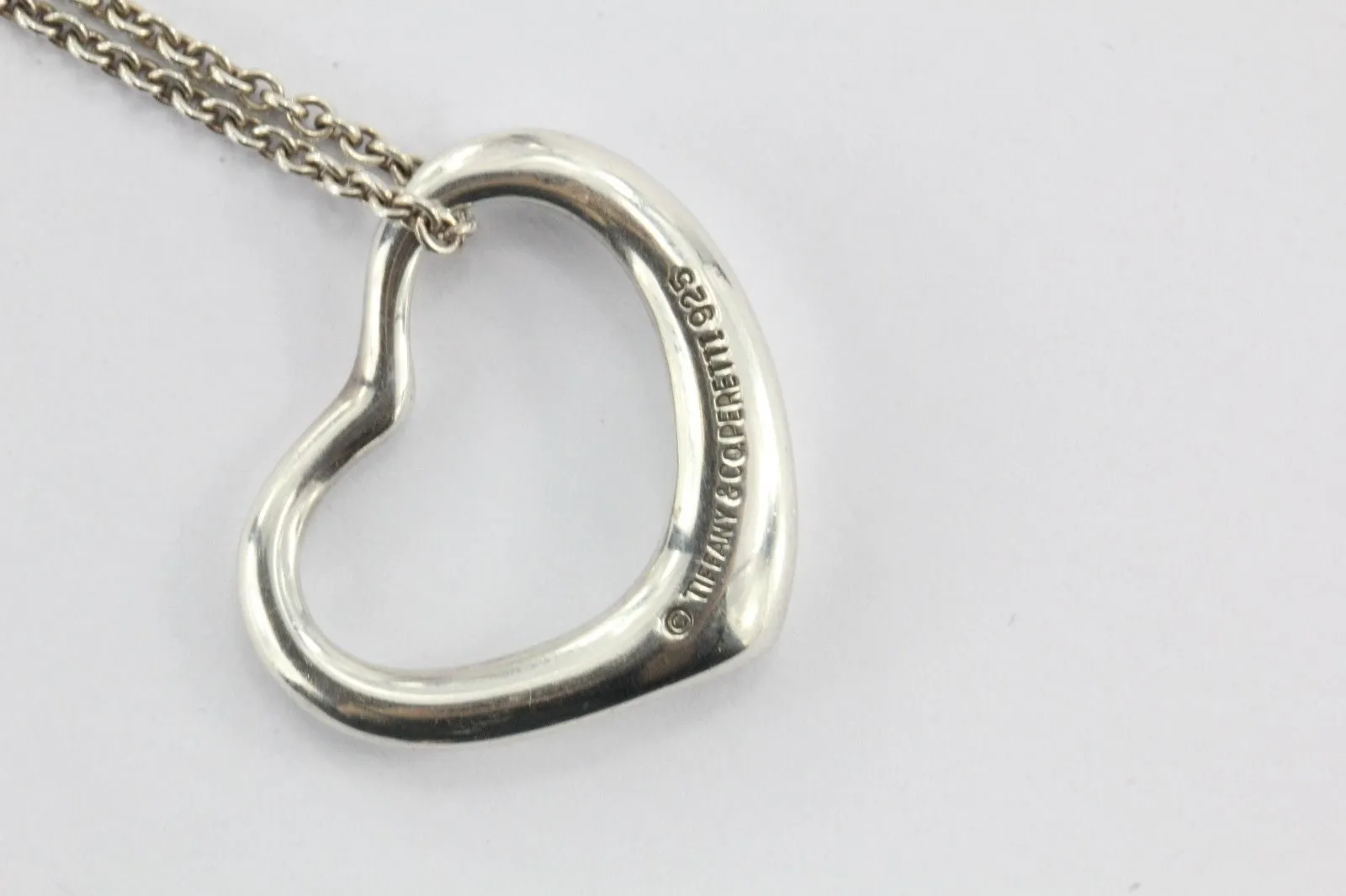 Vintage Tiffany & Co Sterling Silver Elsa Peretti Open Heart Pendant Necklace