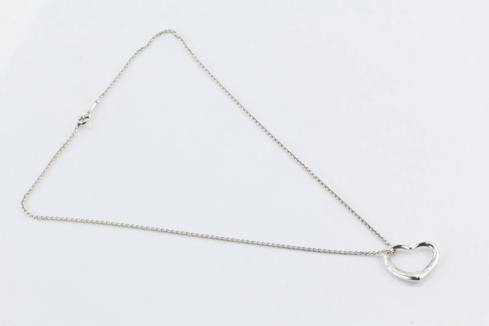 Vintage Tiffany & Co Sterling Silver Elsa Peretti Open Heart Pendant Necklace